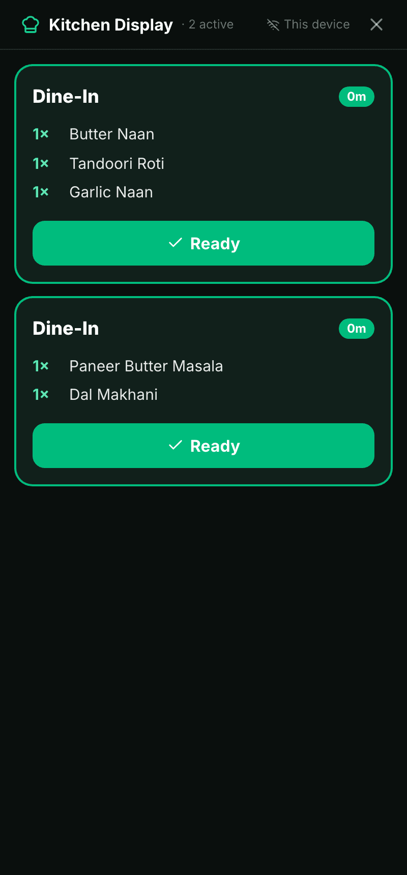 Kitchen display screen